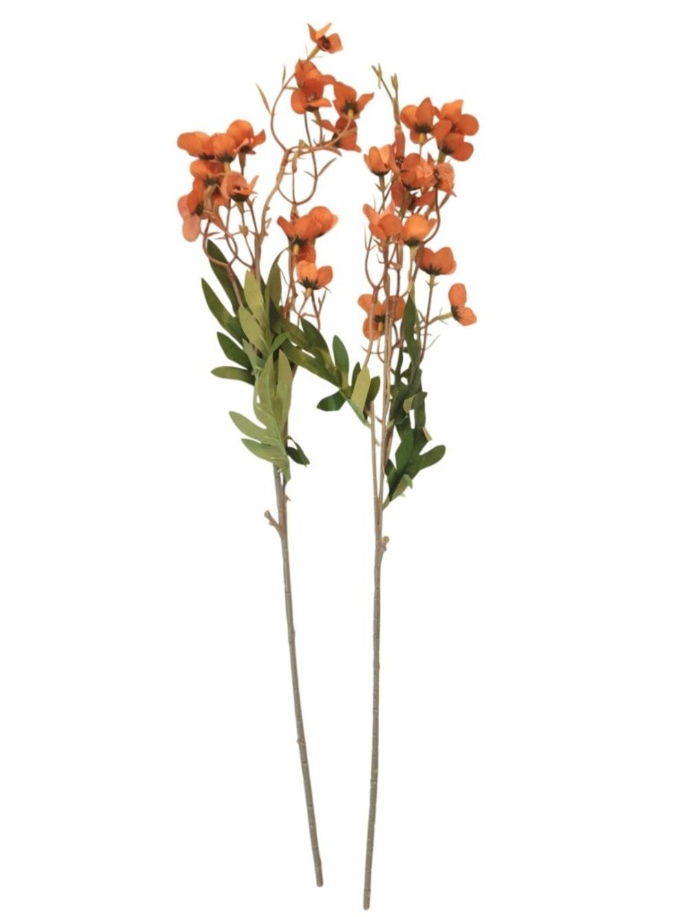 Terracotta Coral Dogwood Stems Faux Wax Flower Burnt Orange Floral Fall Decor 24